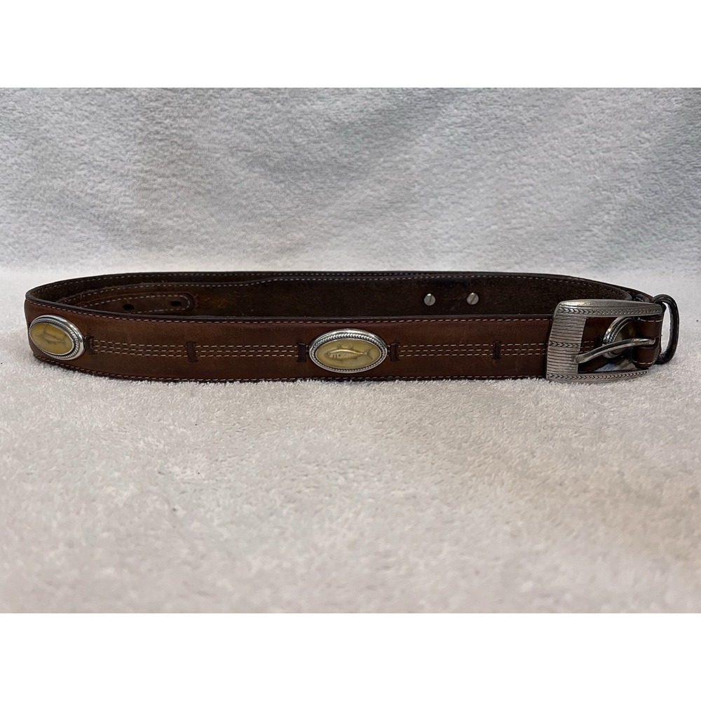 Onyx By Brighton Men's 40 Brown Leather Belt Trinidad Deep Sea Fisherman